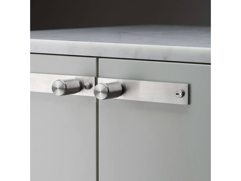 Meubelknop Cross met plaat RVS diamond-cut 130x24mm