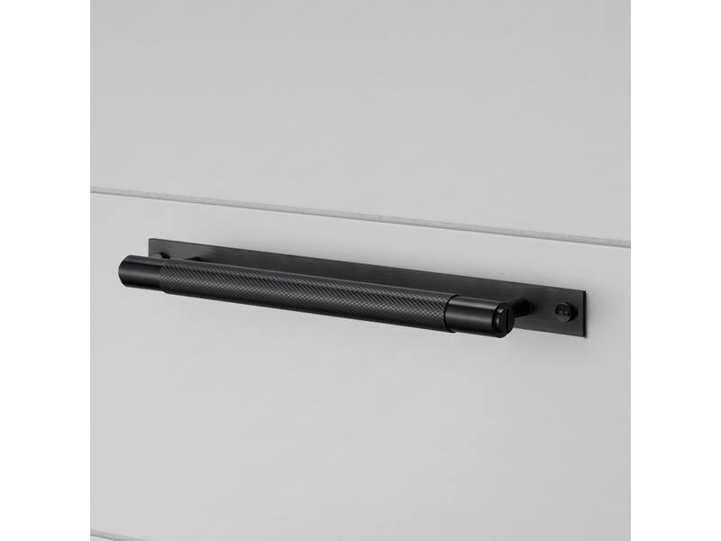 Meubelgreep Cross met plaat Zwart diamond-cut 160mm 200mm, h.o.h. 125mm