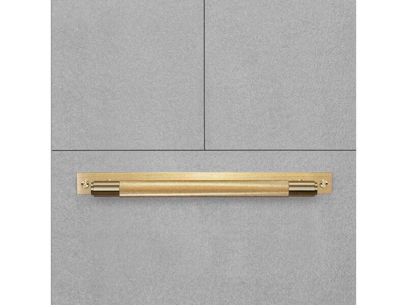 Meubelgreep Cross met plaat Messing diamond-cut 160mm 200mm, h.o.h. 125mm