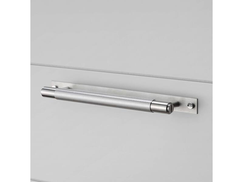 Meubelgreep Cross met plaat RVS diamond-cut 160mm 200mm, h.o.h. 125mm