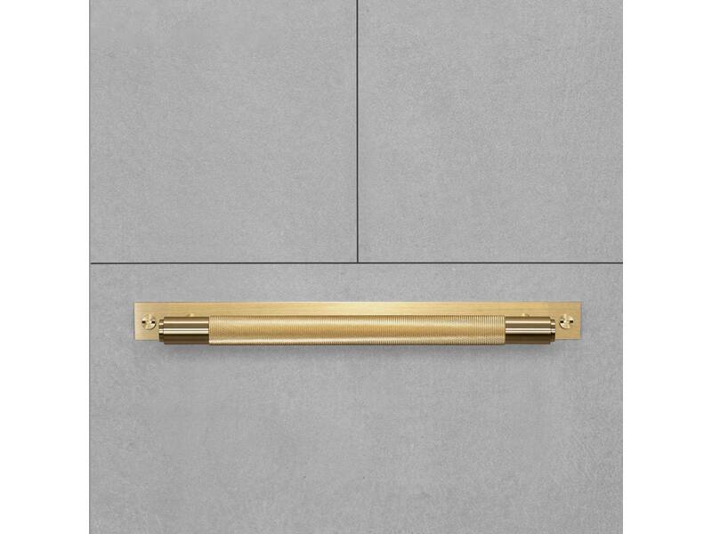 Meubelgreep Cross met plaat Messing diamond-cut 260mm 300mm, h.o.h. 225mm