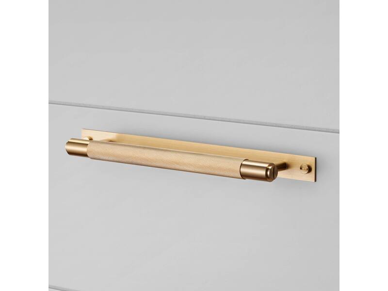 Meubelgreep Cross met plaat Messing diamond-cut 260mm 300mm, h.o.h. 225mm