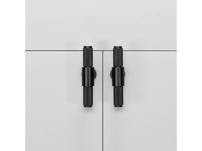 Meubelknop Cross T-greep Zwart diamond-cut 95mm