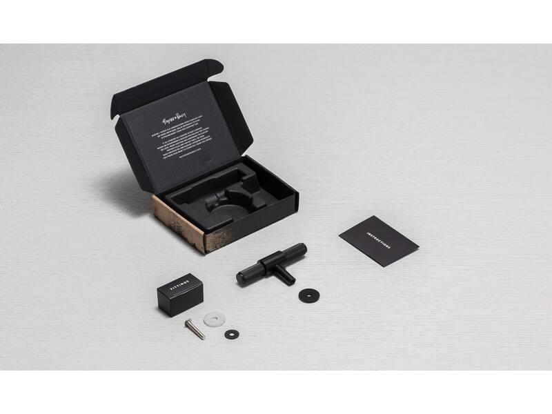 Meubelknop Cross T-greep Zwart diamond-cut 95mm