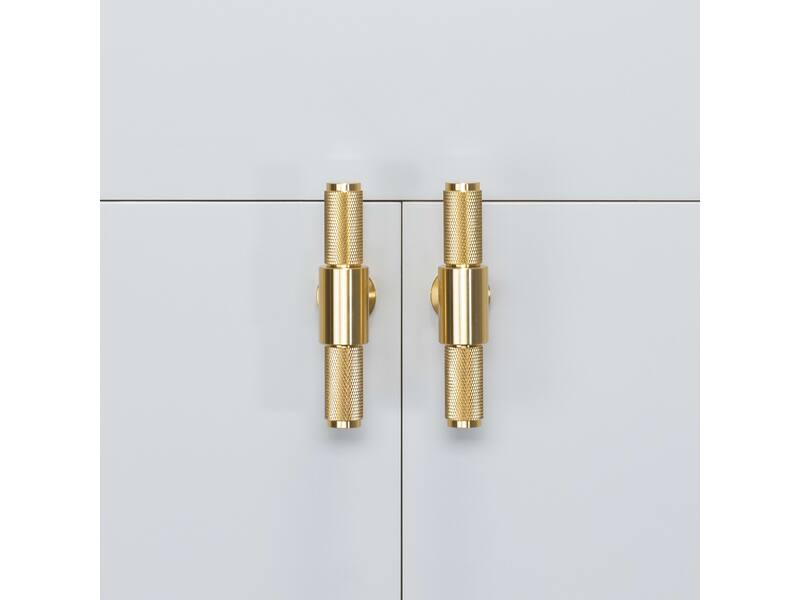 Meubelknop Cross T-greep Messing diamond-cut 95mm