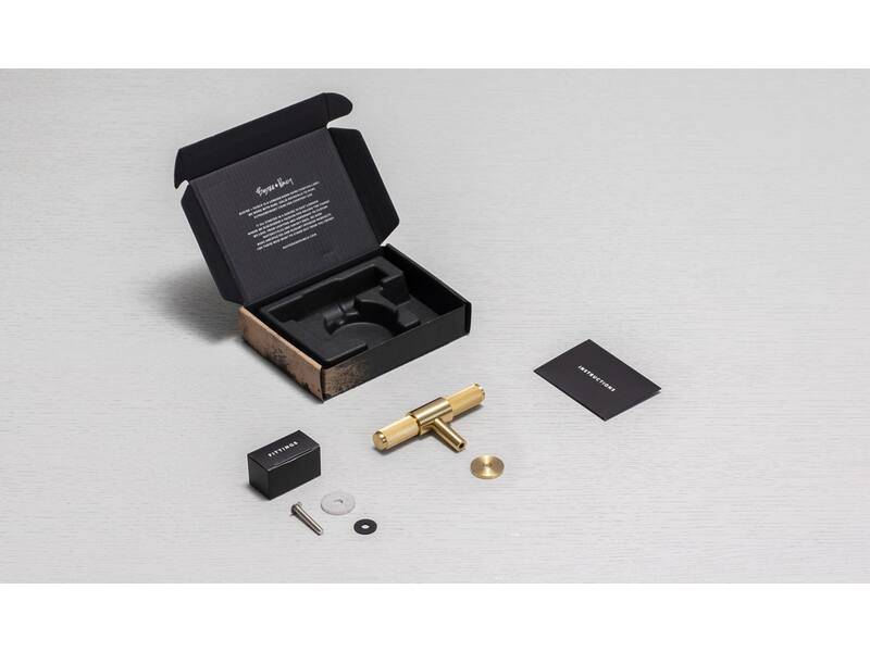 Meubelknop Cross T-greep Messing diamond-cut 95mm