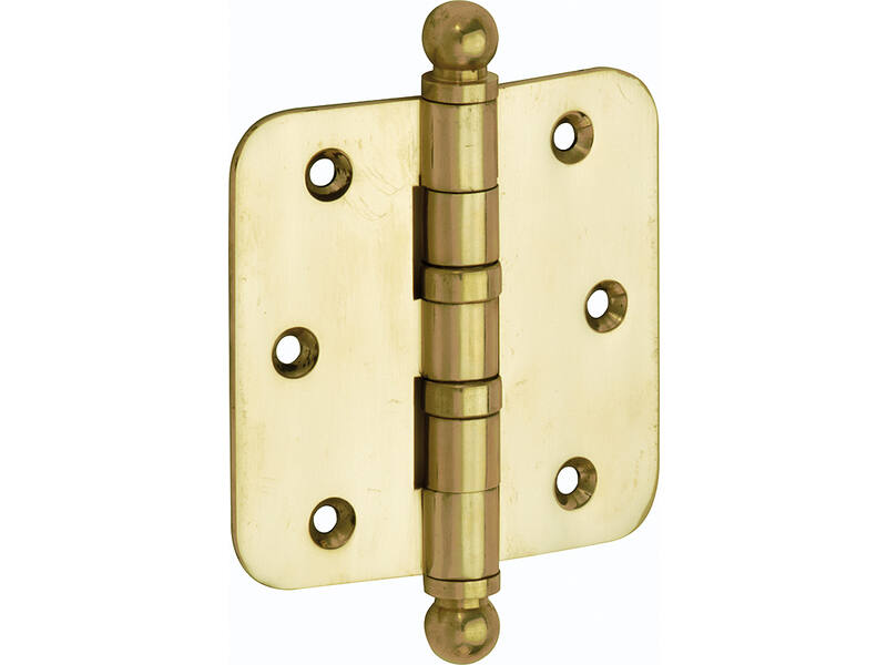 Kogellagerscharnier Messing gelakt Bolknop 89x89mm Met ronde hoek
