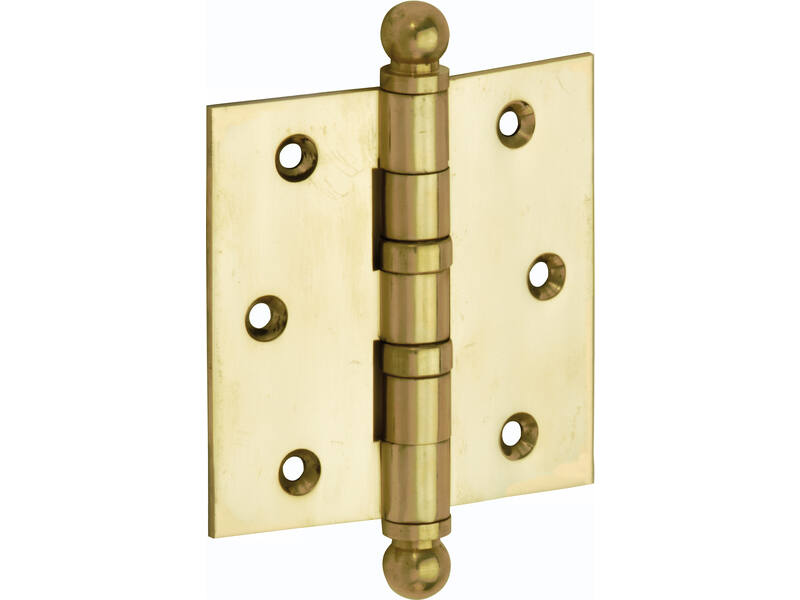 Kogellagerscharnier Messing gelakt Bolknop 76x76mm Met rechte hoek