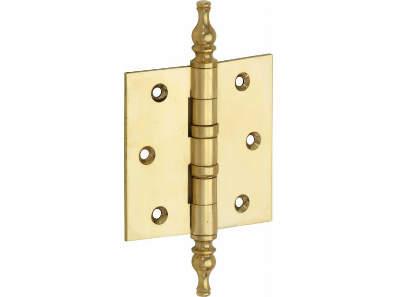 Kogellagerscharnier Messing gelakt Vaasknop 76x76mm Met rechte hoek