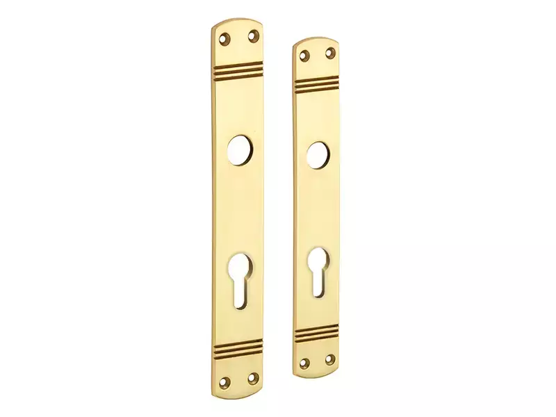Langschild Art Deco Cilindergat PC72 messing 225x33 mm met 18 mm krukhals