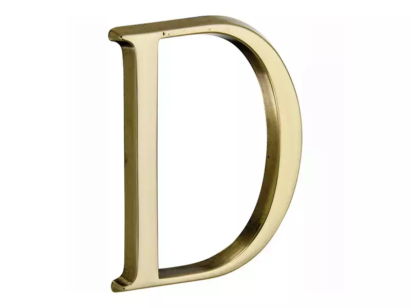 Huisletter Messing Letter D Roman 50mm