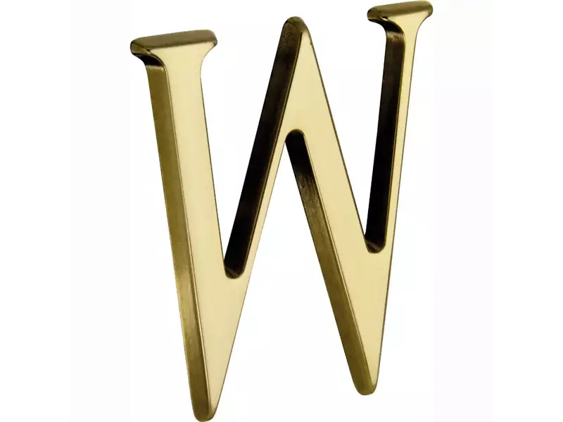 Huisletter Messing Letter W Roman 50mm