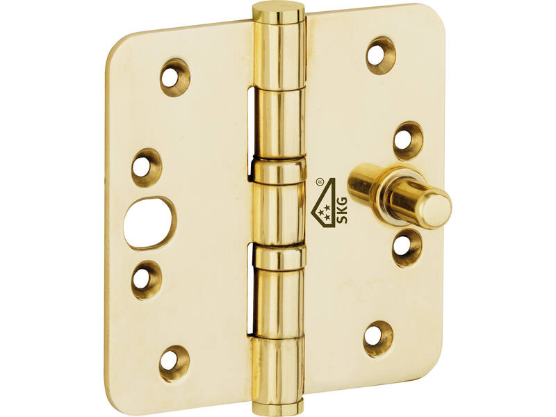 Veiligheidskogellagerscharnier Messing Platkop 89x89mm SKG3 met ronde hoeken