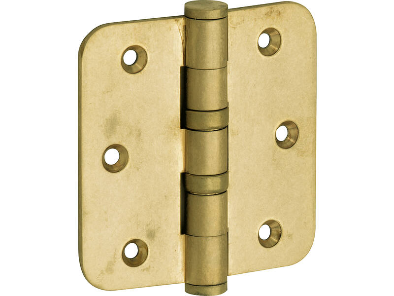 Kogellagerscharnier Messing antiek Platkop 76x76mm Met ronde hoek