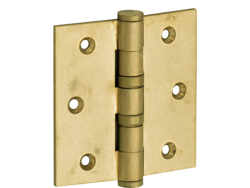 Kogellagerscharnier Messing antiek Platkop 89x89mm Met rechte hoek