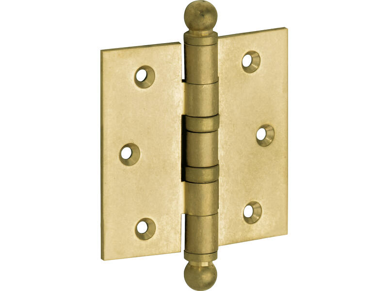 Kogellagerscharnier Messing antiek Bolknop 76x76mm Met rechte hoek