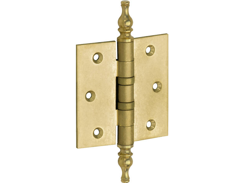 Kogellagerscharnier Messing antiek Vaasknop 89x89mm Met rechte hoek