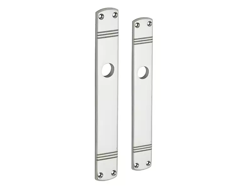 Langschild Art Deco Blind nikkel 225x33 mm met 18 mm krukhals