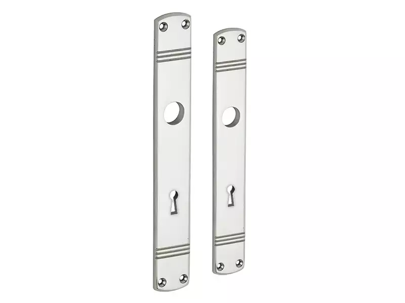 Langschild Art Deco Sleutelgat SL72 nikkel 225x33 mm met 18 mm krukhals