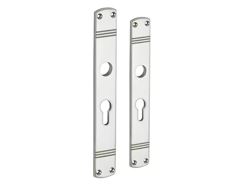 Langschild Art Deco Cilindergat PC55 nikkel 225x33 mm met 18 mm krukhals