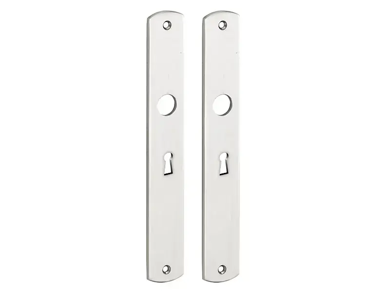 Langschild Dual Sleutelgat SL56 Nikkel 235x35 mm met 18mm krukhals