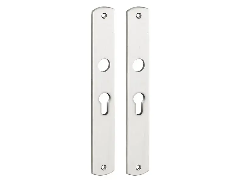 Langschild Dual Cilindergat PC55 Nikkel 235x35mm met 18 mm krukhals
