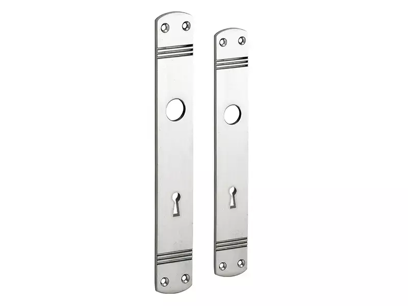 Langschild Art Deco Sleutelgat SL72 mat nikkel 225x33 mm met 18 mm krukhals