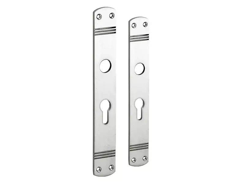 Langschild Art Deco Cilindergat PC55 mat nikkel 225x33 mm met 18 mm krukhals