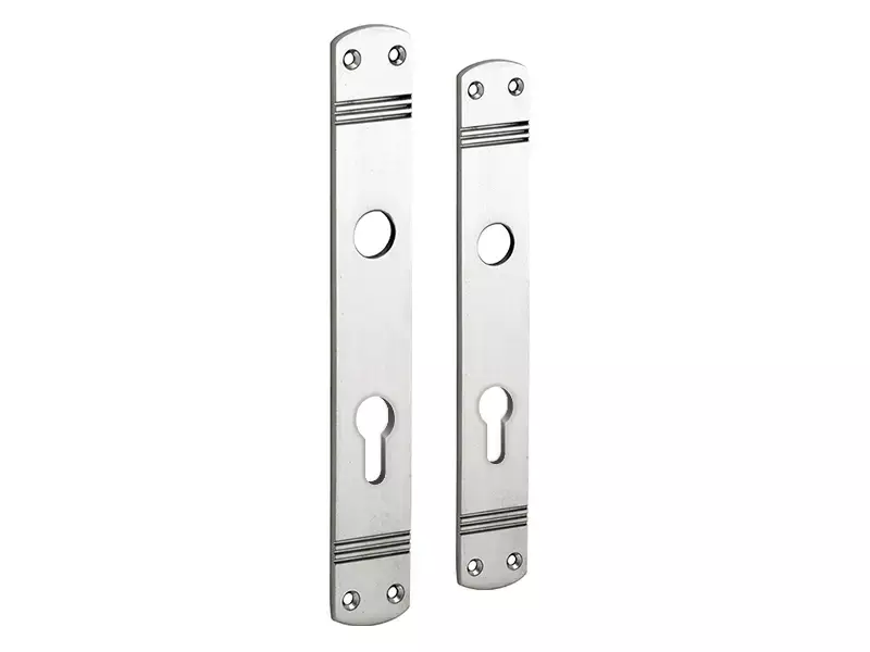 Langschild Art Deco Cilindergat PC72 mat nikkel 225x33 mm met 18 mm krukhals