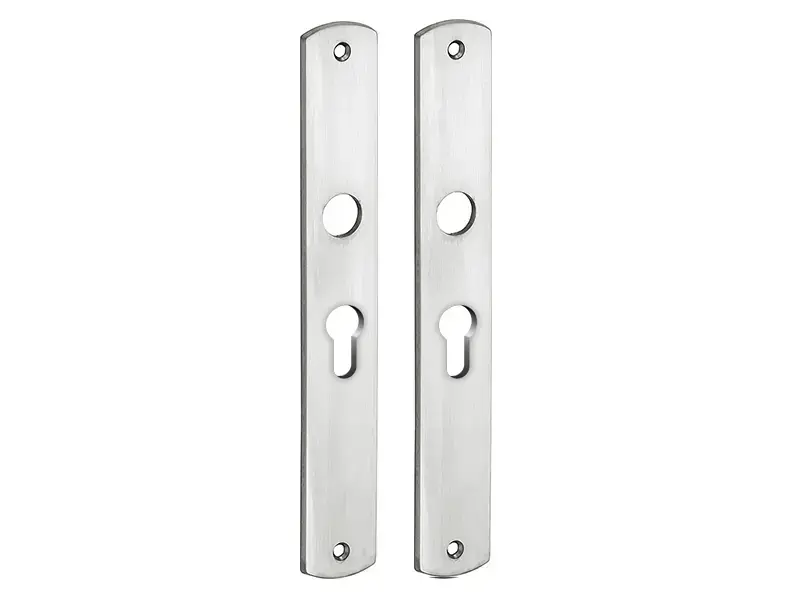 Langschild Dual Cilindergat PC55 Mat-Nikkel 235x35mm met 18 mm krukhals