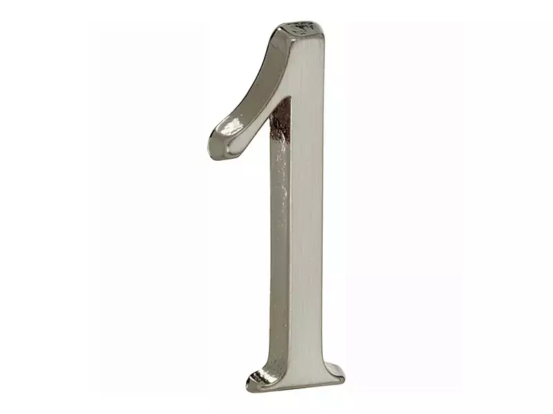 Huisnummer Mat nikkel PVD Cijfer 1 Roman 50mm