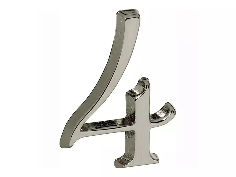 Huisnummer Mat nikkel PVD Cijfer 4 Roman 50mm