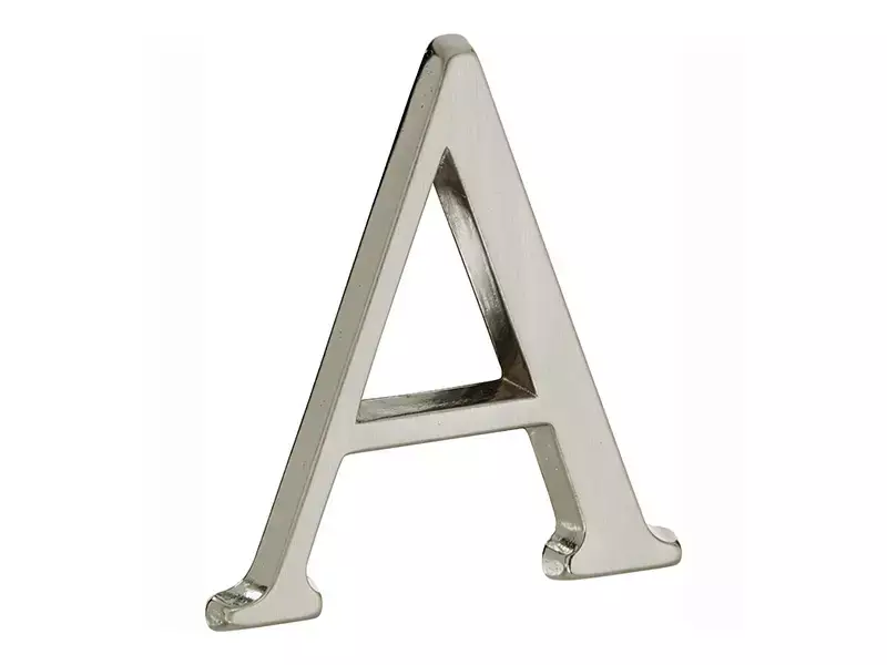 Huisletter Mat nikkel PVD Letter A Roman 50mm
