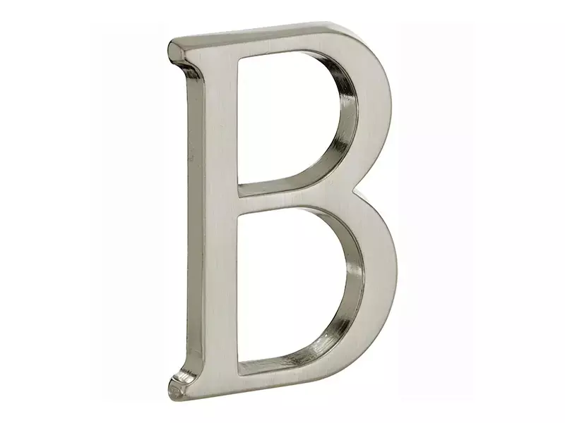 Huisletter Mat nikkel PVD Letter B Roman 50mm