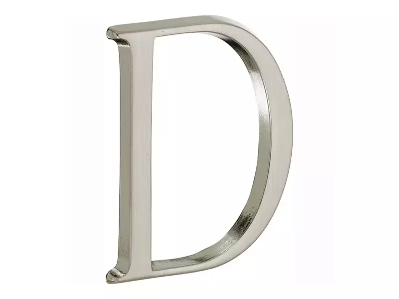 Huisletter Mat nikkel PVD Letter D Roman 50mm