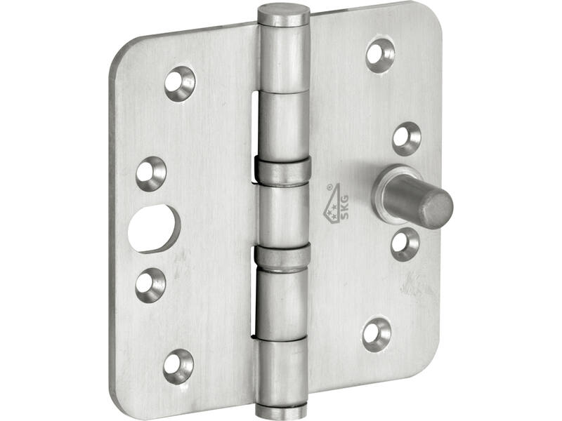 Veiligheidskogellagerscharnier Mat nikkel PVD Platkop 89x89 SKG3, met ronde hoeken