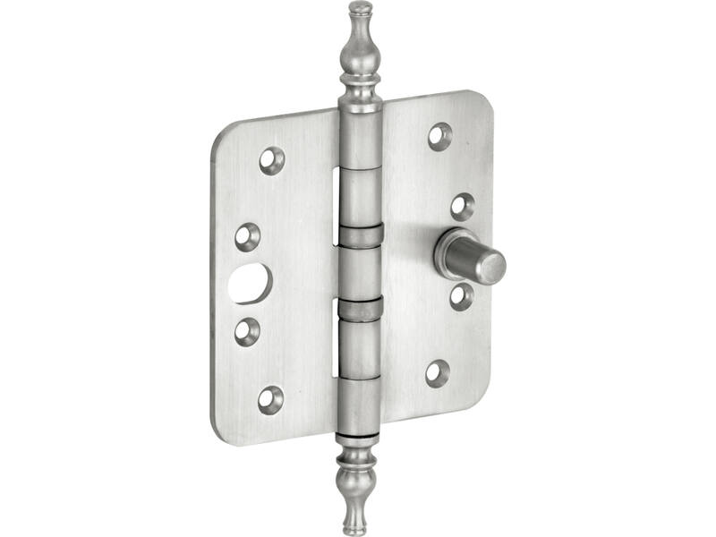 Veiligheidskogellagerscharnier Mat nikkel PVD Vaasknop 89x89 SKG3, met ronde hoeken