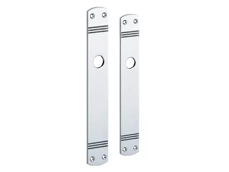Langschild Art Deco Sleutelgat SL56 chroom 225x33 mm met 18 mm krukhals