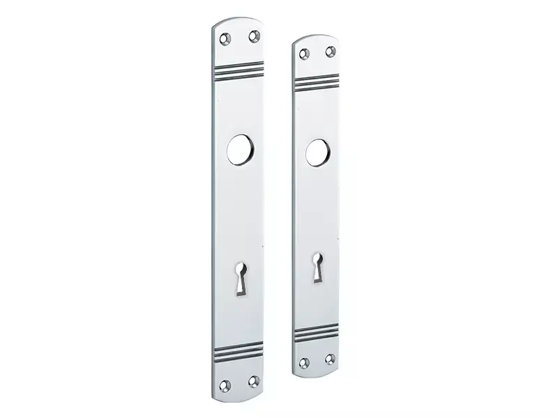 Langschild Art Deco Sleutelgat SL72 chroom 225x33 mm met 18 mm krukhals