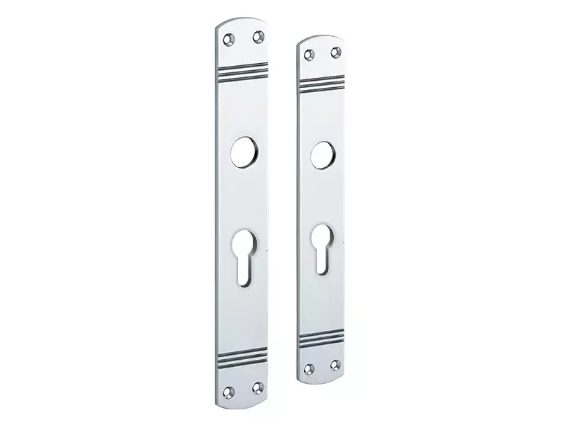 Langschild Art Deco Cilindergat PC55 chroom 225x33 mm met 18 mm krukhals
