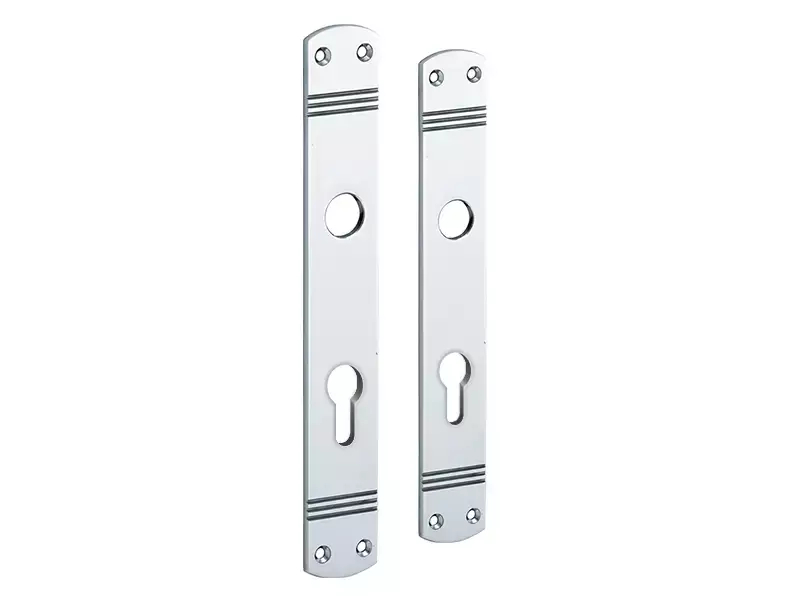 Langschild Art Deco Cilindergat PC72 chroom 225x33 mm met 18 mm krukhals