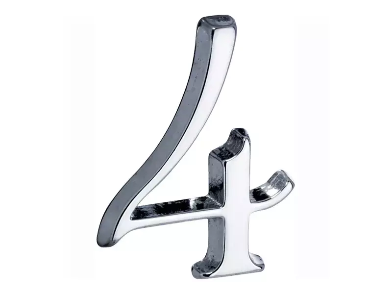 Huisnummer Chroom Cijfer 4 Roman 50mm