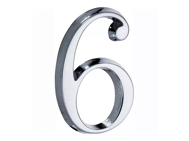Huisnummer Chroom Cijfer 6 Roman 50mm