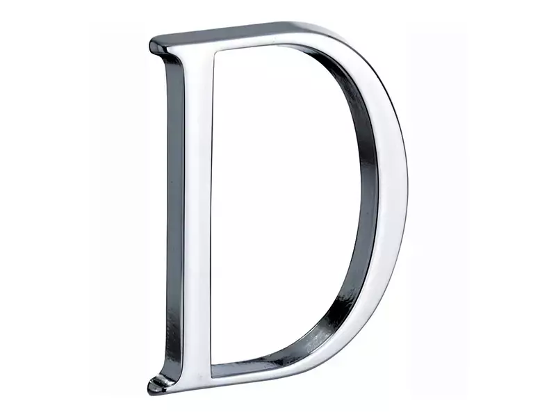 Huisletter Chroom Letter D Roman 50mm