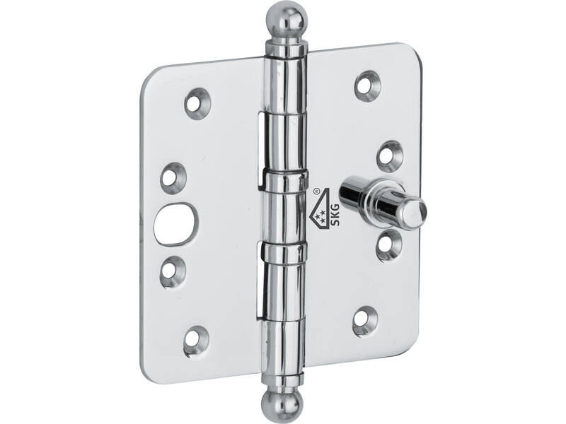 Veiligheidskogellagerscharnier Chroom Bolkop 89x89mm SKG3 met ronde hoek