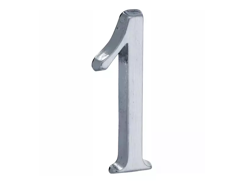 Huisnummer Mat chroom Cijfer 1 Roman 50mm