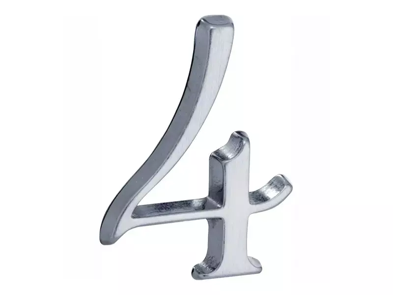 Huisnummer Mat chroom Cijfer 4 Roman 50mm