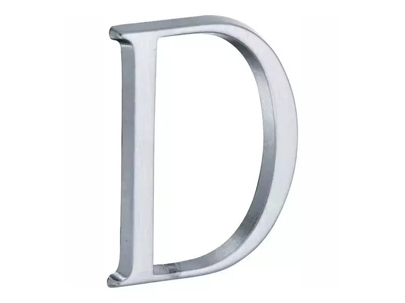 Huisletter Mat chroom Letter D Roman 50mm