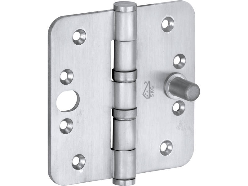 Veiligheidskogellagerscharnier Mat Chroom Platkop 89x89mm SKG3, met ronde hoeken