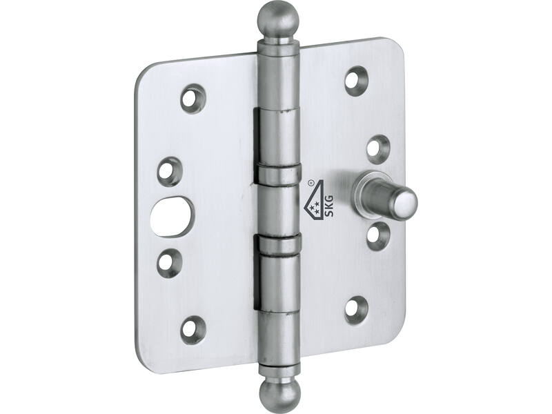 Veiligheidskogellagerscharnier Mat Chroom Bolkop 89x89mm SKG3, met ronde hoeken